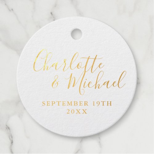 Elegant Signature Script Gold Foil Favor Tags