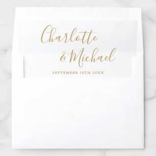 Elegant Signature Script Gold Wedding Envelope Liner