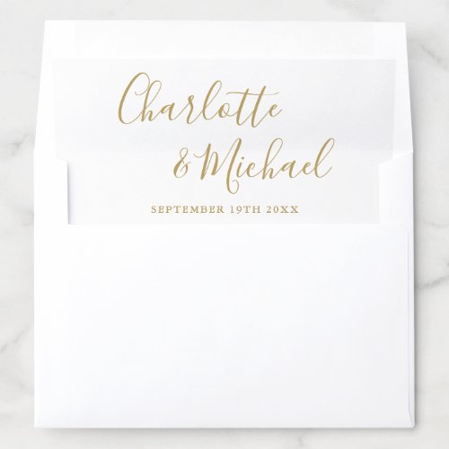 Elegant Signature Script Gold Wedding Envelope Liner