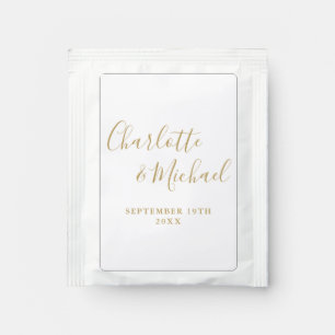 Elegant Signature Script Gold Wedding Favor Tea Bag Drink Mix
