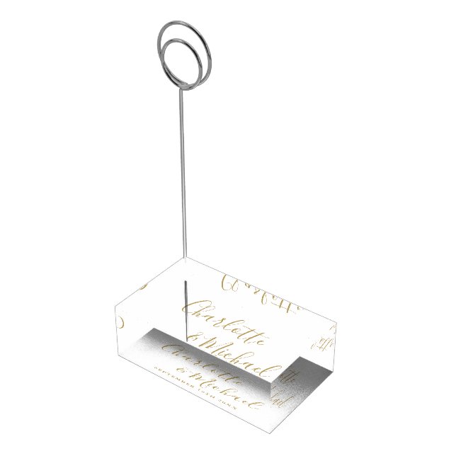 Elegant Signature Script Gold Wedding Place Card Holder (Corner)