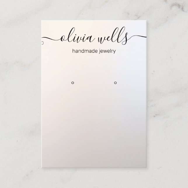 Elegant Signature Script Gradient  Earring Display Business Card (Front)