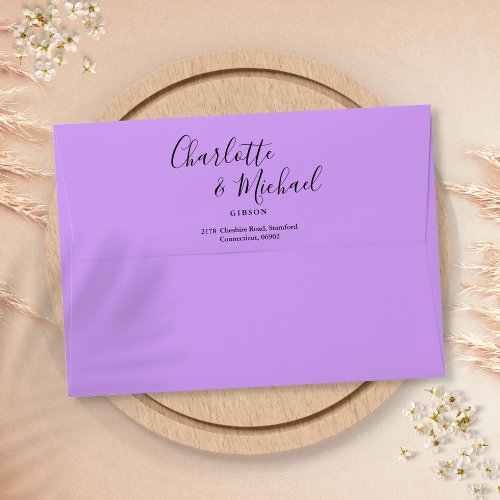 Elegant Signature Script Lilac Return Address Envelope