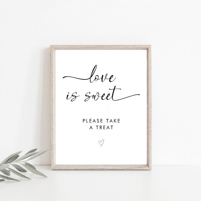 Elegant Signature Script Love Is Sweet Favor Pedestal Sign (Creator Uploaded)