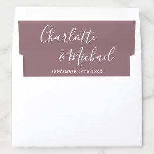 Elegant Signature Script Mauve Wedding Envelope Liner