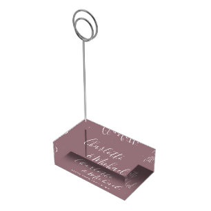 Elegant Signature Script Mauve Wedding Place Card Holder