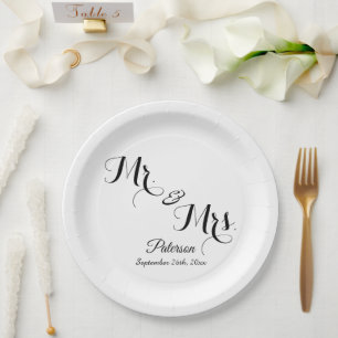 Elegant Signature Script Monogram Paper Plates