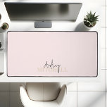 Elegant Signature Script Monogram Pink Desk Mat<br><div class="desc">Experience the pinnacle of personalized elegance with our bespoke desk mat, tailored for the discerning individual. Designed with a minimalist ethos, this mat epitomizes refined sophistication, effortlessly elevating any workspace. At its core, your first name graces the surface in a script signature style, seamlessly paired with your last name presented...</div>