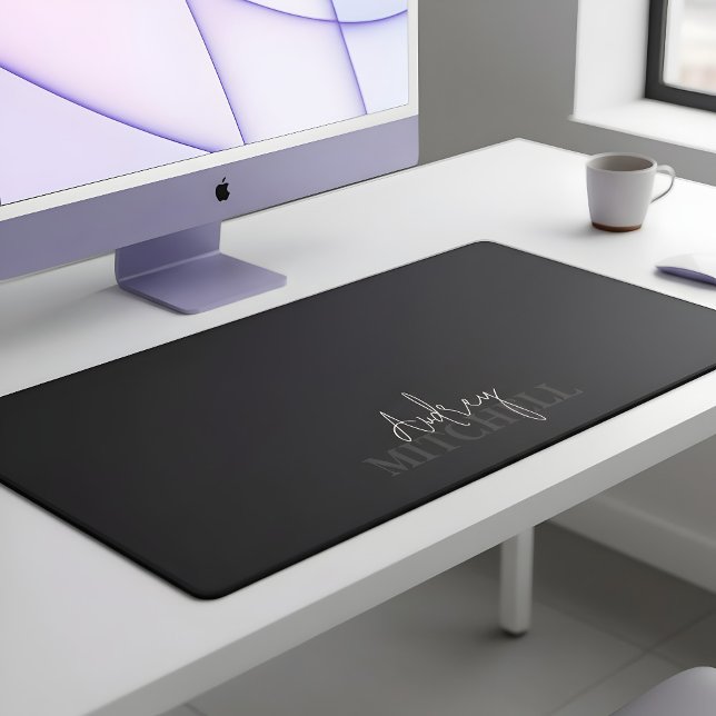 Elegant Signature Script Monogram Pink Desk Mat (Creator Uploaded)