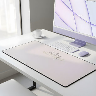 Elegant Signature Script Monogram Pink Desk Mat