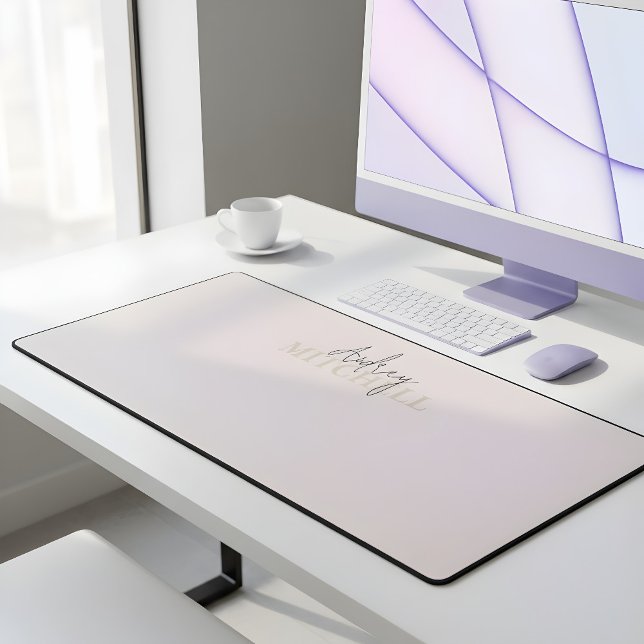 Elegant Signature Script Monogram Pink Desk Mat (Creator Uploaded)