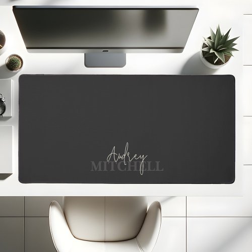 Elegant Signature Script Monogram Pink Desk Mat