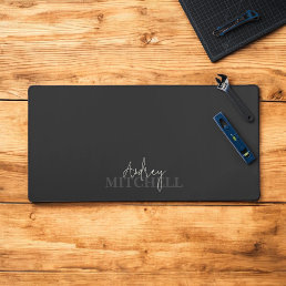 Elegant Signature Script Monogram Pink Desk Mat