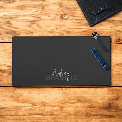 Elegant Signature Script Monogram Pink Desk Mat