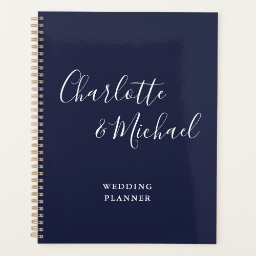 Elegant Signature Script Navy Blue Wedding Planner