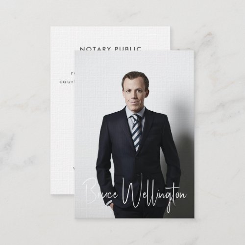 Elegant Signature Script Notary Lawyer Photo Business Card