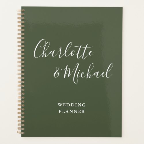 Elegant Signature Script Olive Green Wedding Planner