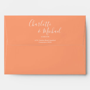 Elegant Signature Script Peach Return Address Envelope