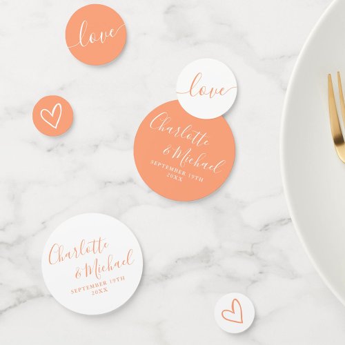 Elegant Signature Script Peach Wedding Confetti