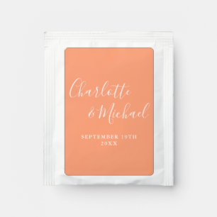 Elegant Signature Script Peach Wedding Favor Tea Bag Drink Mix