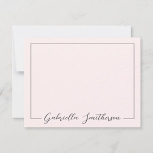 Elegant Signature Script Pink Personalized Note Card