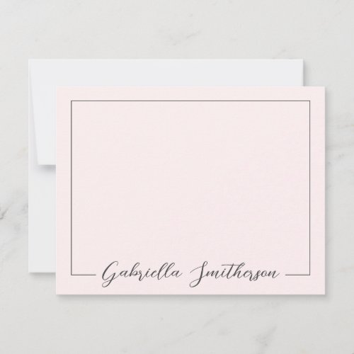Elegant Signature Script Pink Personalized Note Card