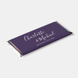 Elegant Signature Script Purple Wedding Hershey Bar Favors