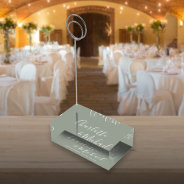 Elegant Signature Script Sage Green Wedding Place Card Holder at Zazzle