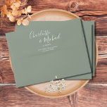 Elegant Signature Script Sage Return Address Envelope<br><div class="desc">Featuring signature script names,  this elegant return address envelope can be personalized with your names and address details in chic white lettering on a silver sage background. You can customize the background to your favourite wedding theme color. Designed by Thisisnotme©</div>