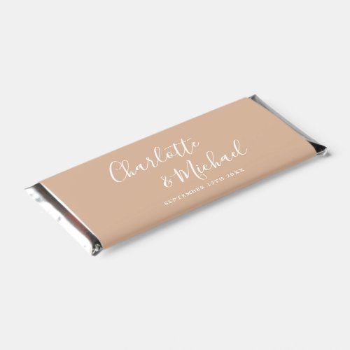 Elegant Signature Script Tan Taupe Wedding Hershey Bar Favors