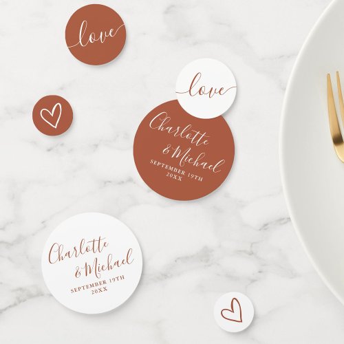 Elegant Signature Script Terracotta Wedding Confetti