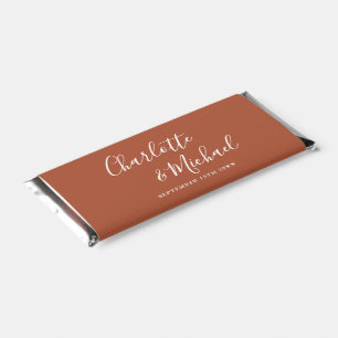 Elegant Signature Script Terracotta Wedding Hershey Bar Favors
