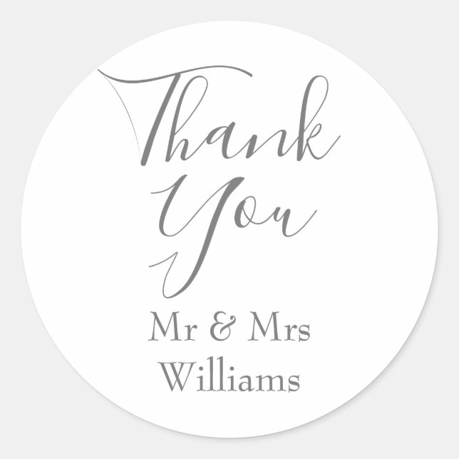 Elegant Signature Script Thank You Classic Round Sticker (Front)