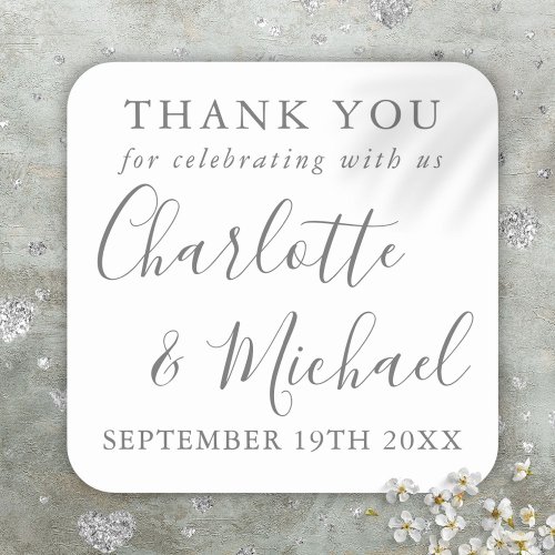 Elegant Signature Script Thank You Square Sticker