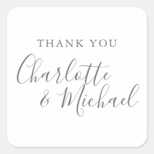 Elegant Signature Script Thank You Square Sticker