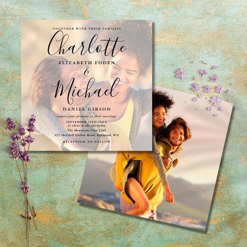 Elegant Signature Script Wedding 2 Photo Invitatio Invitation