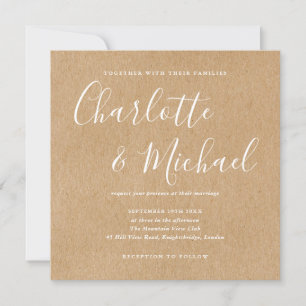Elegant Signature Script Wedding Rustic Kraft Invitation