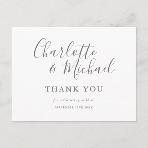 Elegant Signature Script Wedding Thank You Postcard