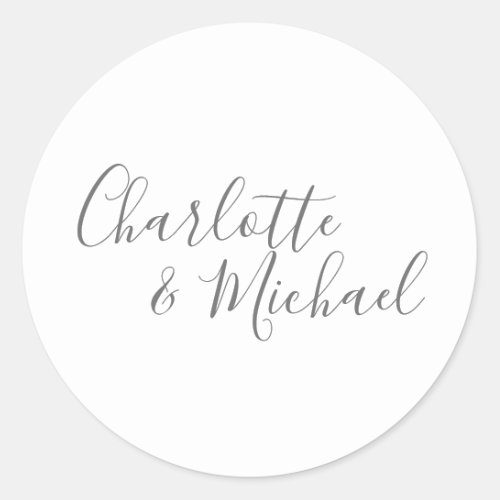 Elegant Signature Wedding Classic Round Sticker