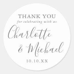 Elegant Signature Wedding Favor Thank You Classic Round Sticker