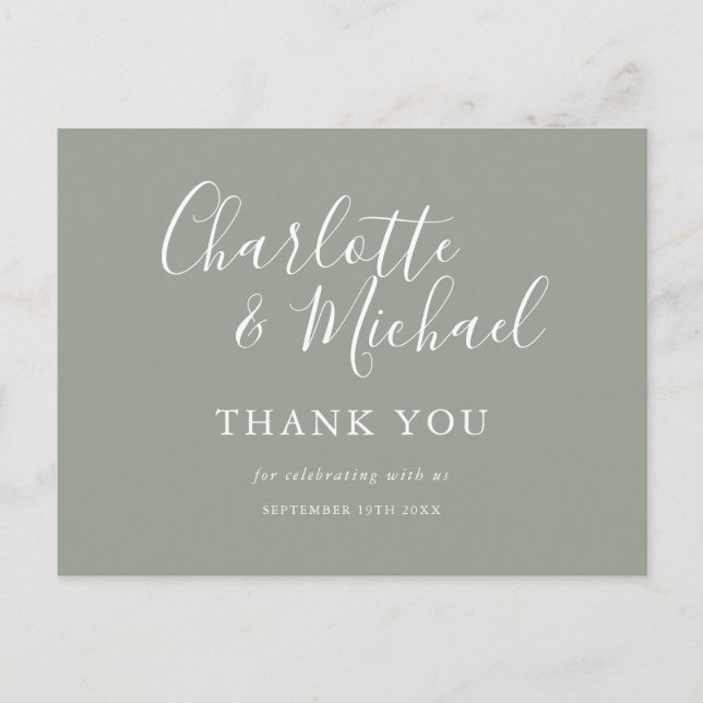 Elegant Signature Wedding Thank You Postcard (Front)