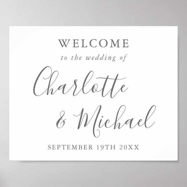 Elegant Signature Wedding Welcome Poster (Front)