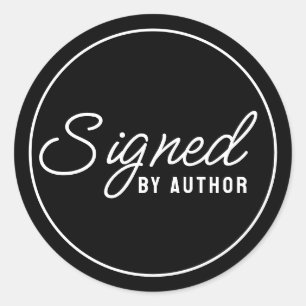 Elegant Signed by the Author Classic Black Round Sticker
