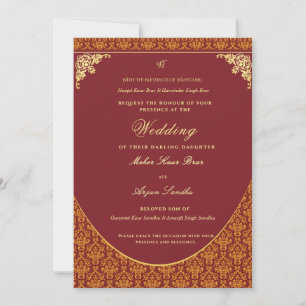 Elegant Sikh Wedding   Punjabi Wedding Invitation