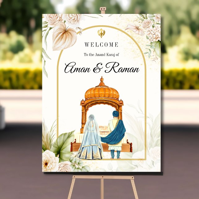 Elegant Sikh wedding welcome sign (Creator Uploaded)