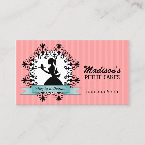 Elegant Silhouette Cupcake Business Card