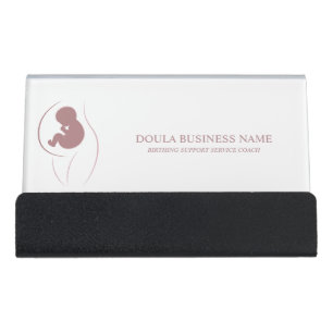 elegant silhouette of a mother and baby desk business card holder