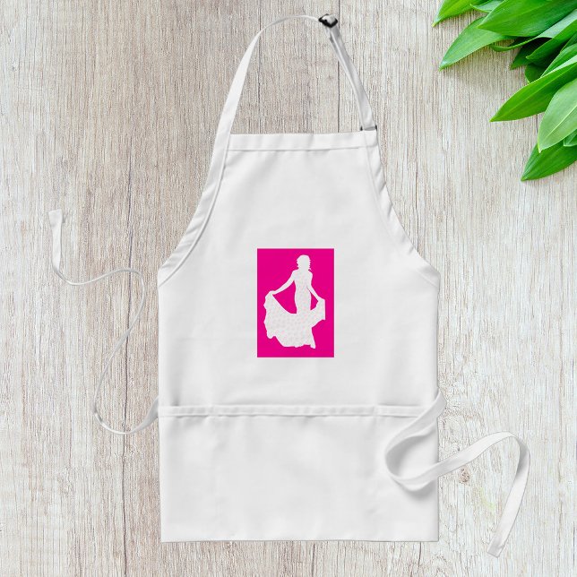 Elegant Silhouette of a Woman in Flowing Gown  Adult Apron (Creator Uploaded)