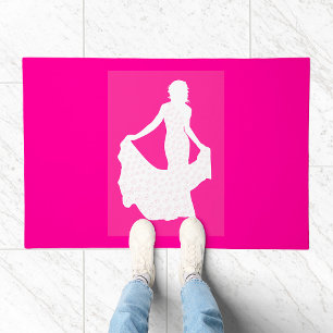 Elegant Silhouette of a Woman in Flowing Gown Doormat