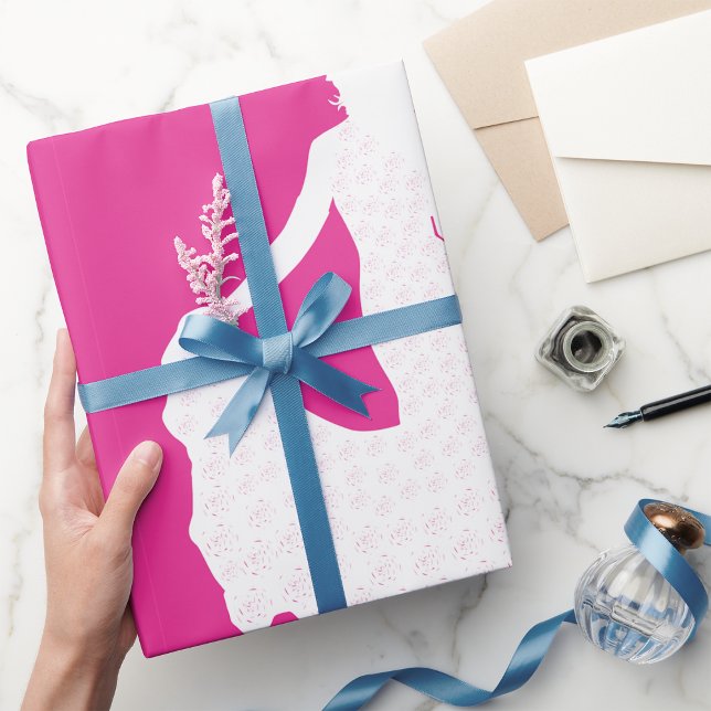 Elegant Silhouette of a Woman in Flowing Gown  Wrapping Paper (Creator Uploaded)